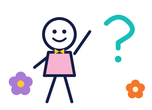 A figure with a hand raised, asking a question
